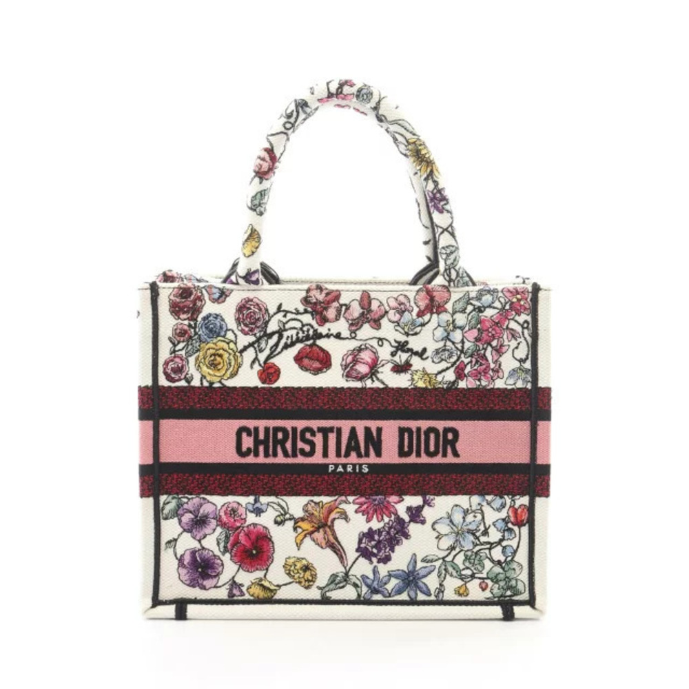 Christian Dior BOOK TOTE Florilegio Bag Canvas White Multicolor